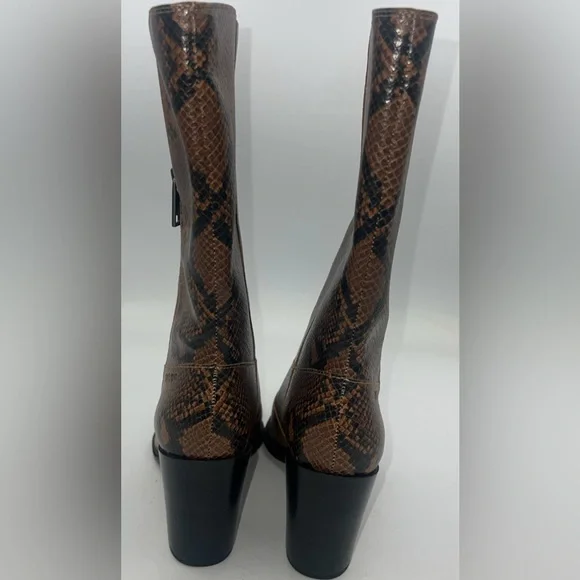 Franco Sarto Womens Jaxon Mid Calf Heeled Boot Snakeskin Embossed Size 8.5M NWB - Picture 4 of 14